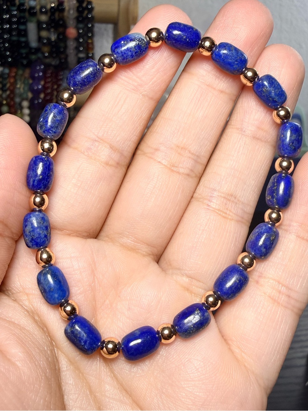 Lapis Lazuli & Hematite Gemstone Stretch Bracelet